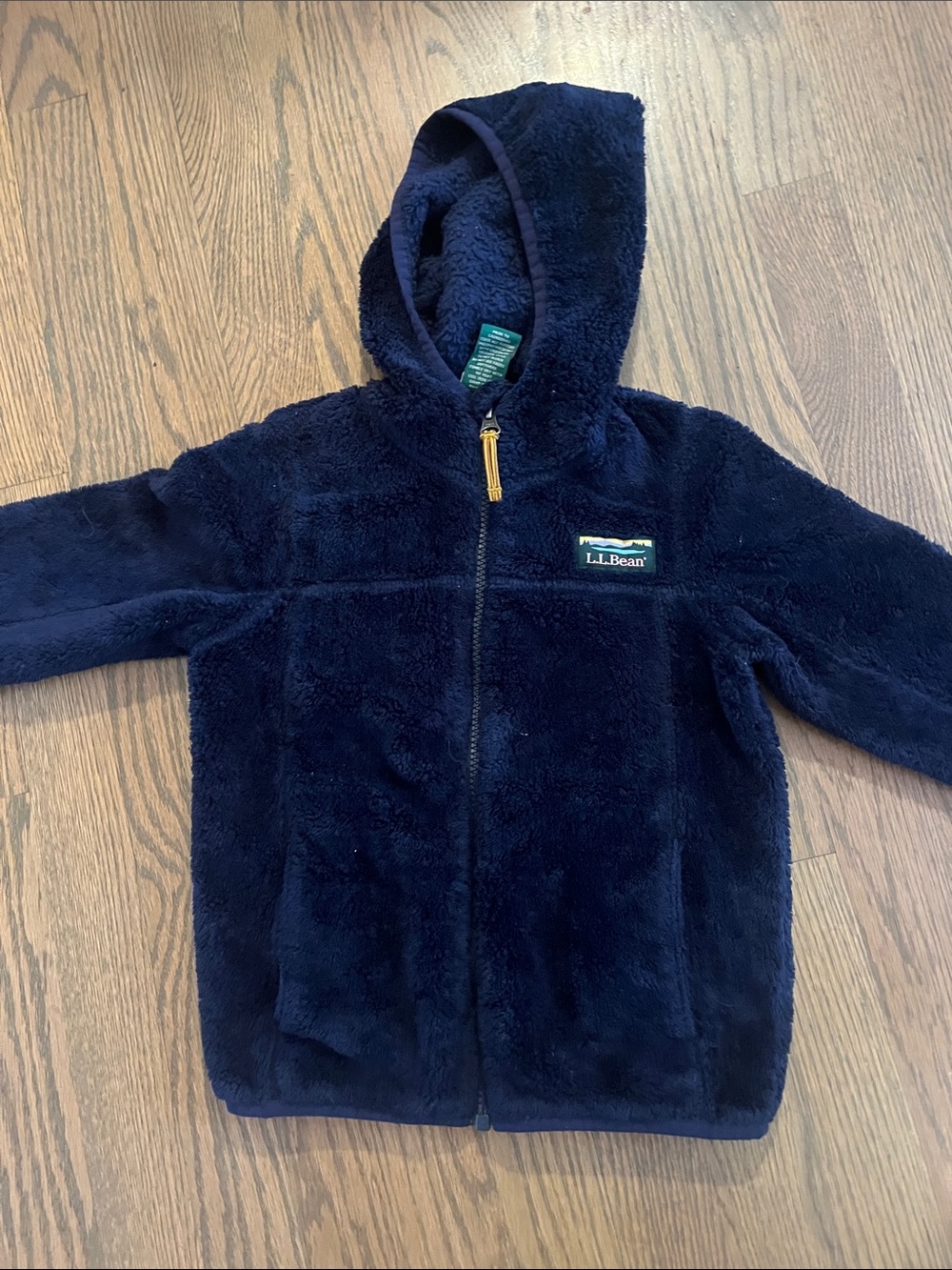 L.L. Bean Navy Plush Zip Hoodie with Logo Patch